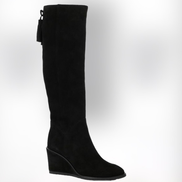 NWOT Antonio Melani Maesyn Tall Suede Wedge Boots with Tassels Size 9 - Picture 3 of 9